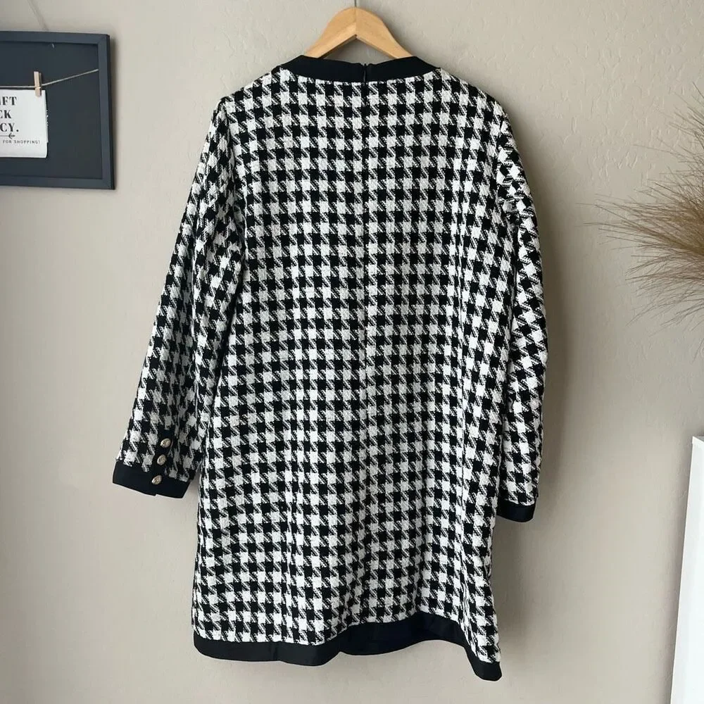 NEW Tuckernuck Pomander Place Tweed Coco Houndstooth Mini Dress Black White XXL - Picture 5 of 8